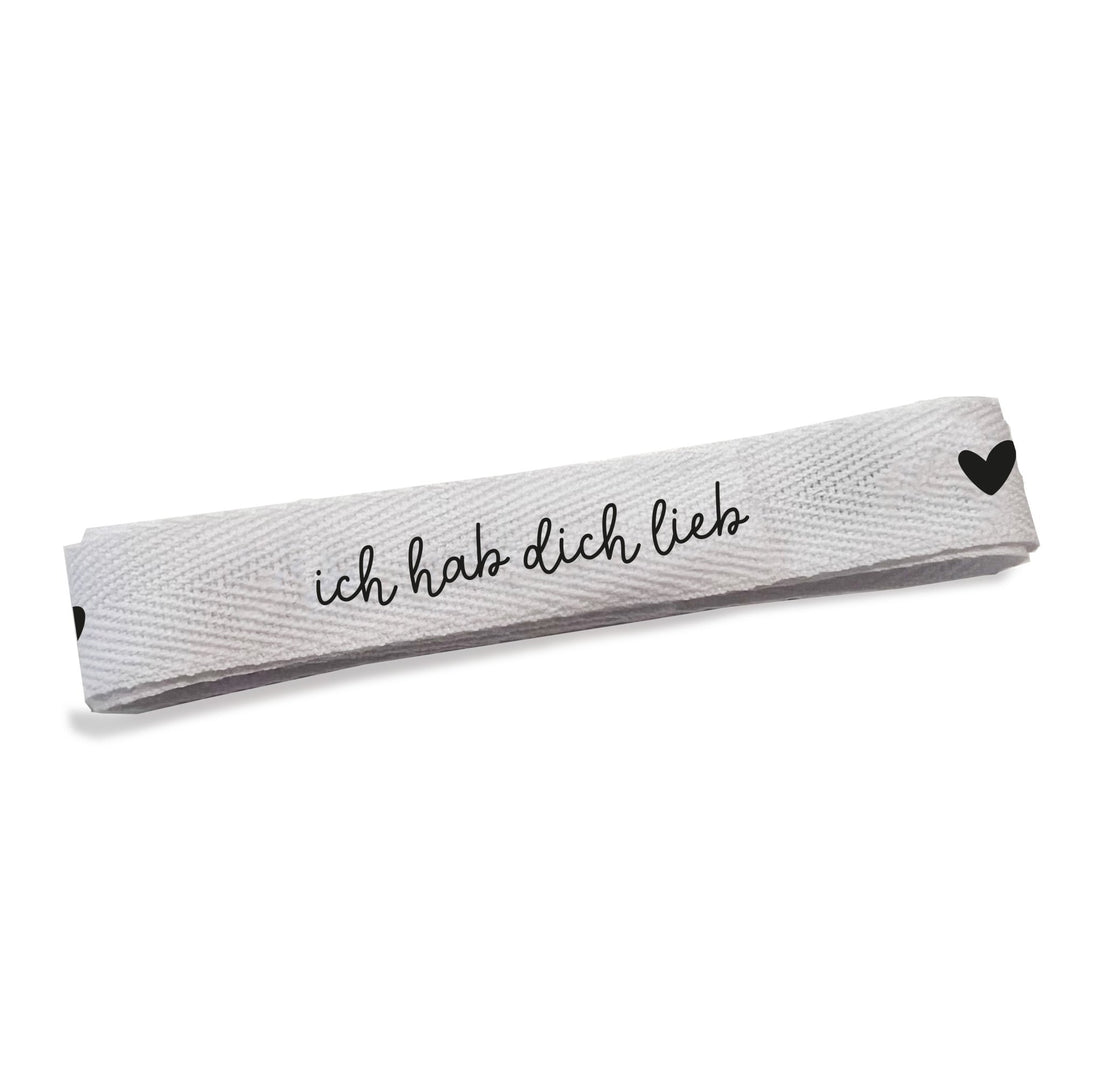 Baumwoll - Band - ich hab dich lieb ♥ *Weiß* - Paul &amp; Clara