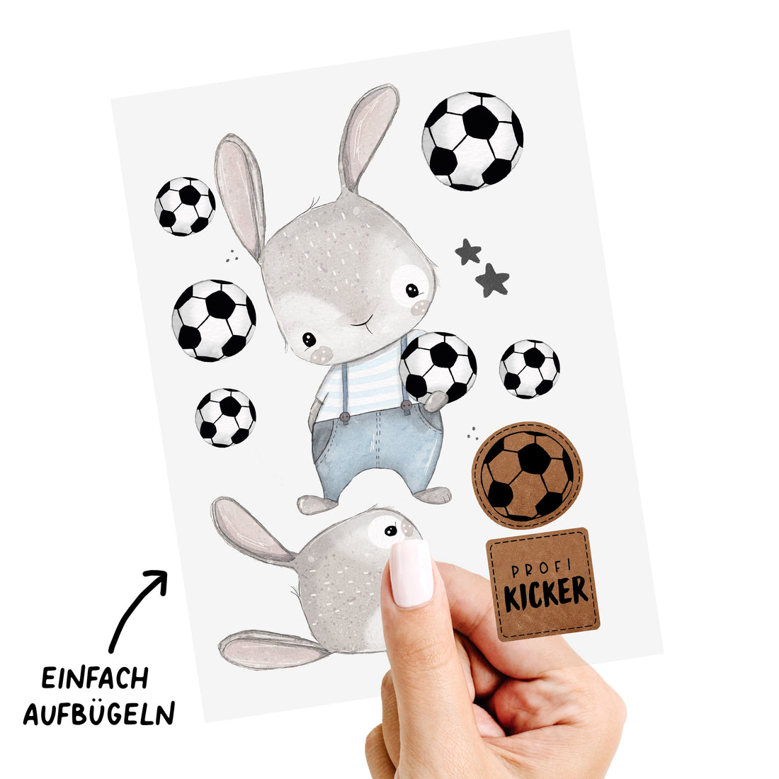 Bügelbild - Hase Lui Fußball - A5 - Paul &amp; Clara