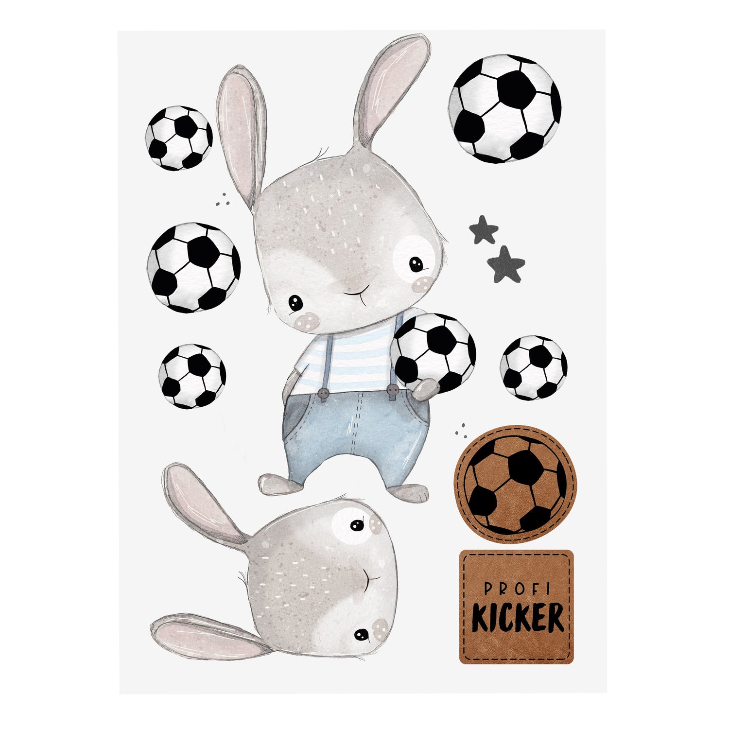 Bügelbild - Hase Lui Fußball - A5 - Paul &amp; Clara