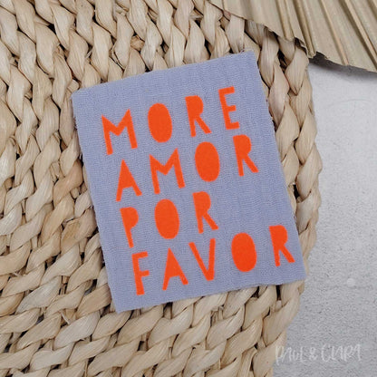 Flock-Patch - more amor -NEONORANGE- *iron-on* - Paul &amp; Clara