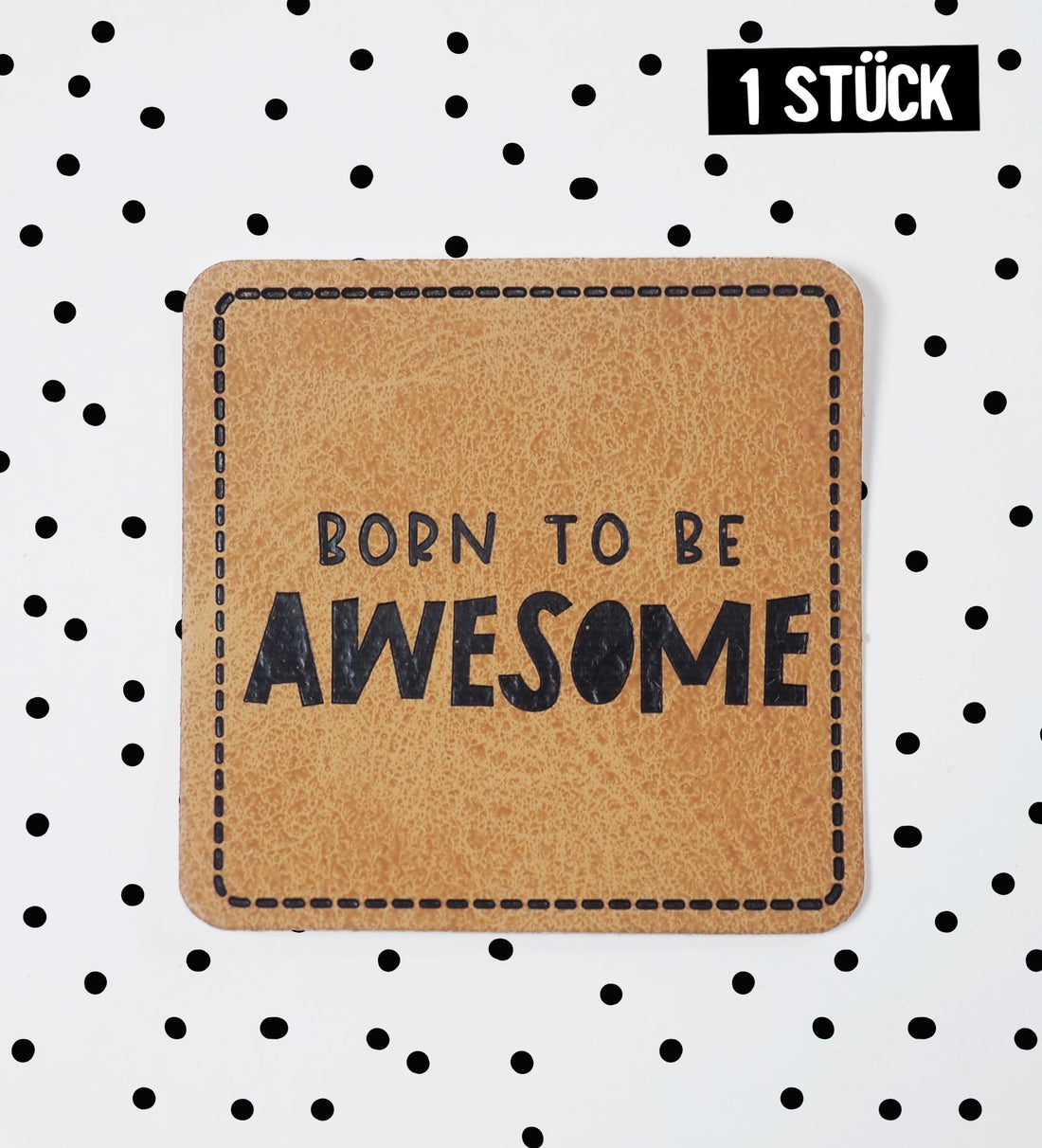 Kunstlederlabel - born awesome *iron - on* - Paul &amp; Clara