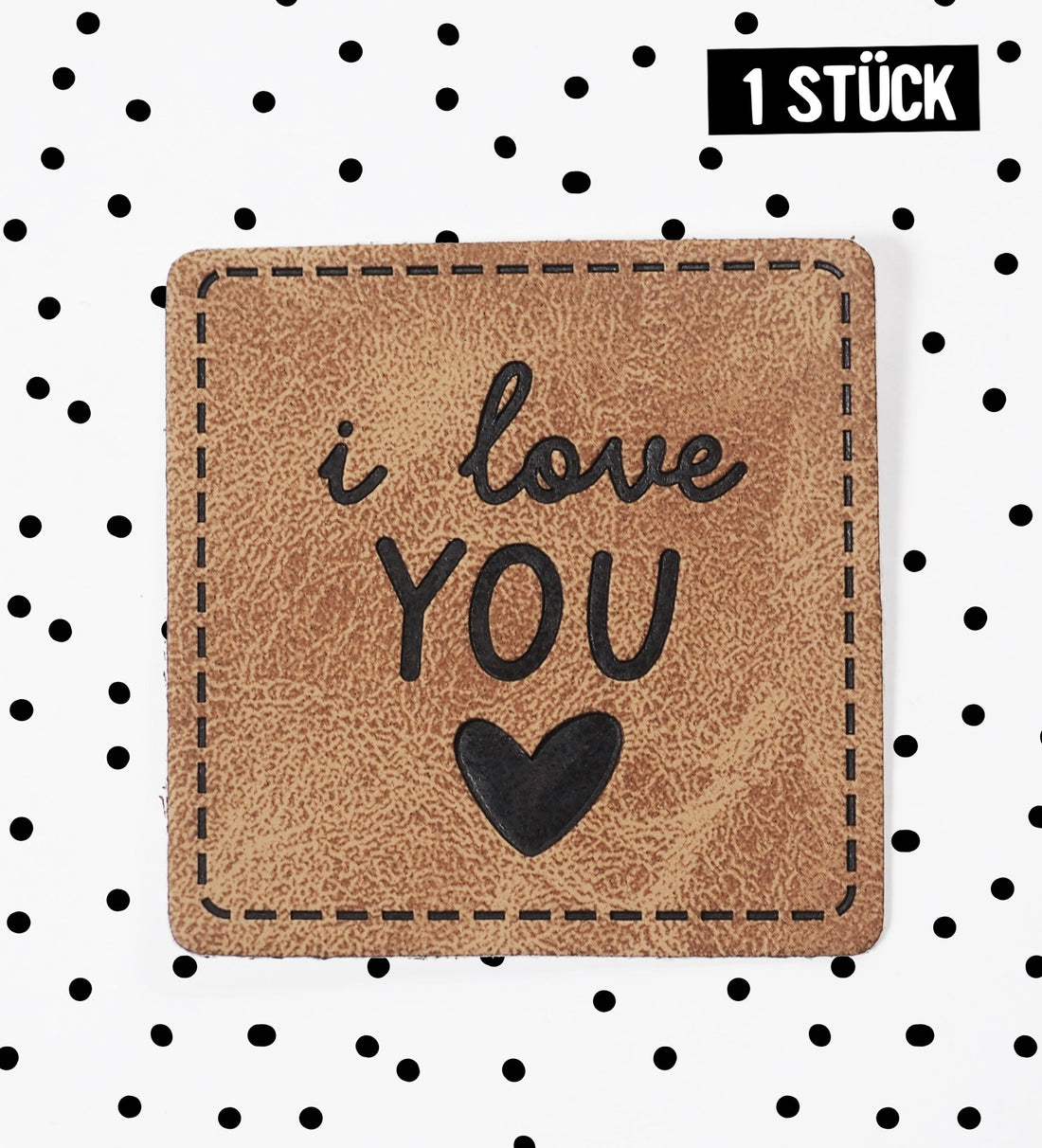 Kunstlederlabel - I love you - 3,8 x 3,8 cm - *iron - on* - Paul &amp; Clara