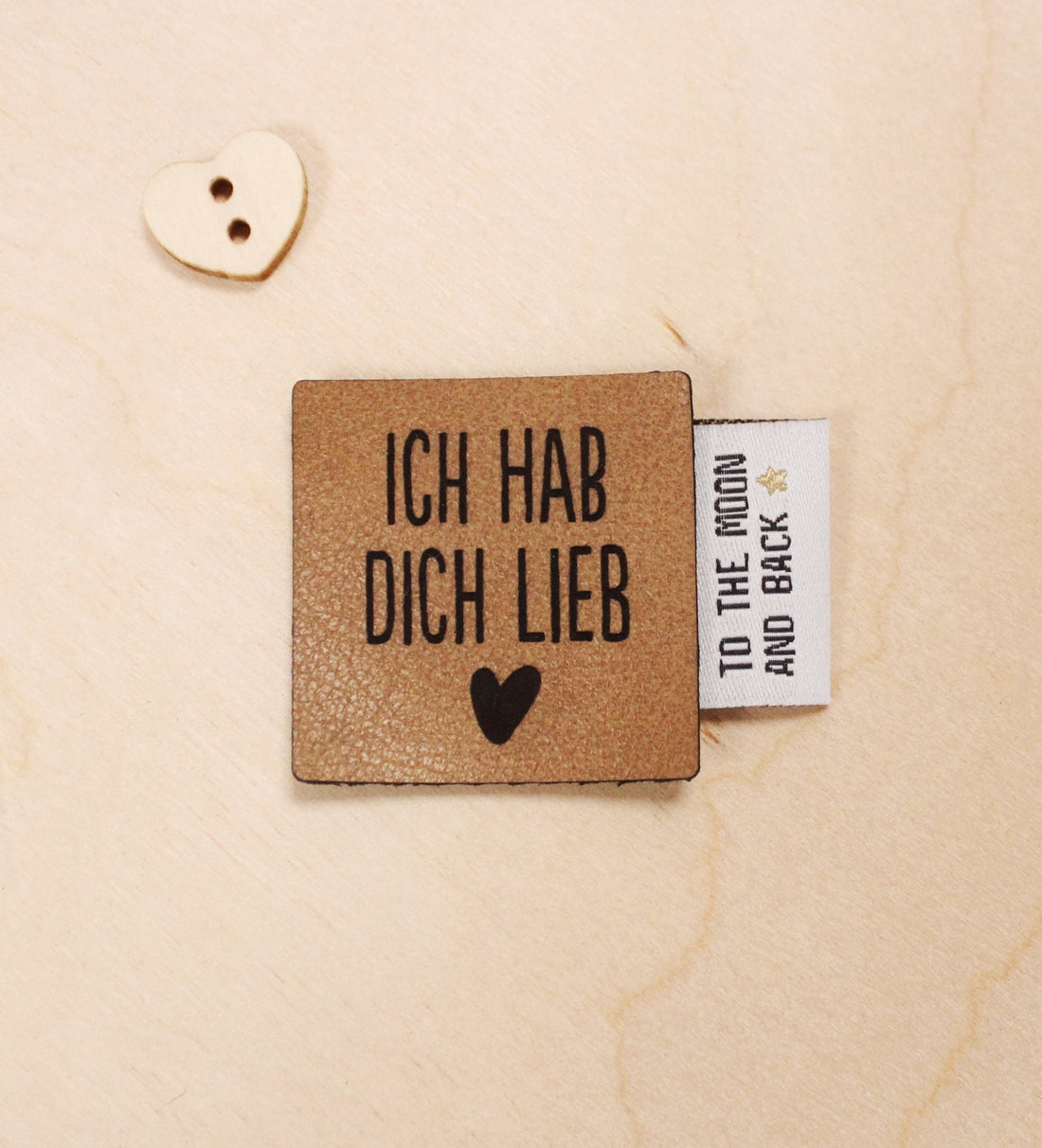 Kunstlederlabel *Ich hab dich lieb* BRAUN - Paul &amp; Clara