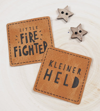 Kunstlederlabel - little fire fighter *iron - on* - Paul &amp; Clara