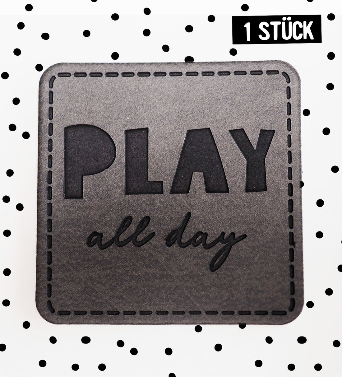 Kunstlederlabel - play all day *iron - on* - Paul &amp; Clara