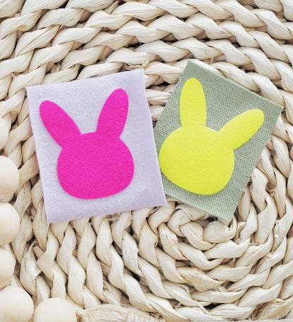 Flock-Patch - Hase -NEONPINK- *iron-on* - Paul &amp; Clara