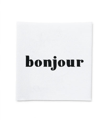 Baumwolllabel *bonjour* - 4x4 cm - 4er Pack - Paul &amp; Clara