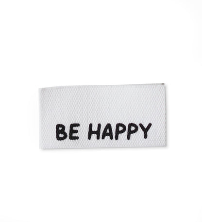 Baumwoll-Klapplabel * be happy * - 4er Pack - Paul &amp; Clara