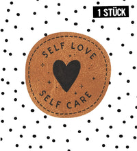Kunstlederlabel - self love - self care *iron-on*- rund