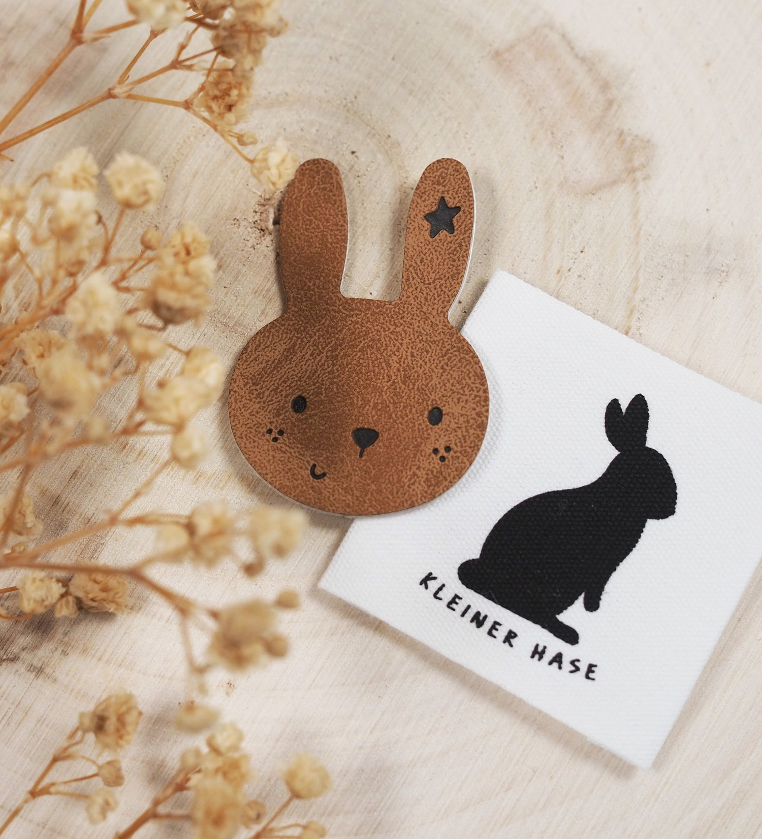 Baumwolllabel *kleiner Hase* - 3,7 x 3,7 cm - 4er Pack