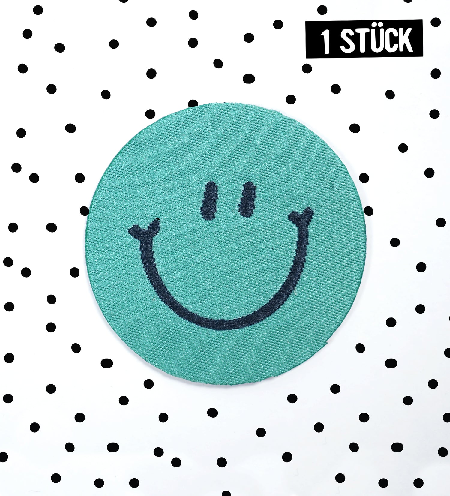 Patch - blue Smiley - rund *iron-on*