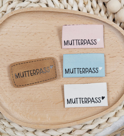 Klapp-Weblabel *Mutterpass* Blau - 4er Pack