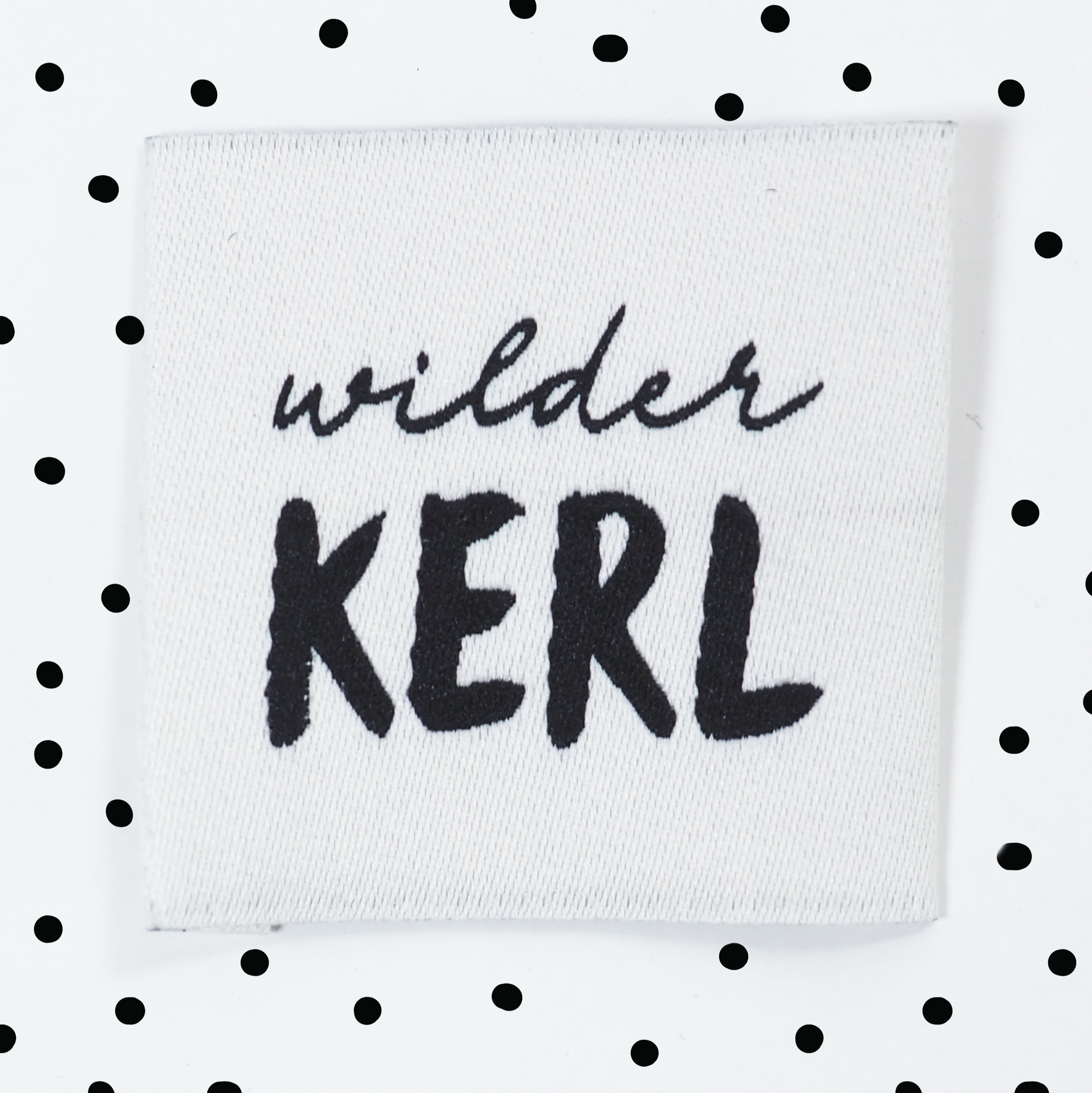 Weblabel *wilder kerl* 4x4 cm - 4er Pack